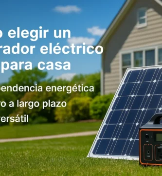 Generador solar con panel fotovoltaico en jardín residencial, ideal para uso doméstico