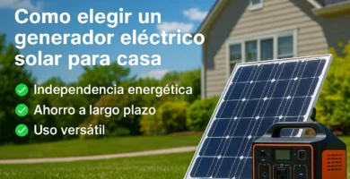 Generador solar con panel fotovoltaico en jardín residencial, ideal para uso doméstico