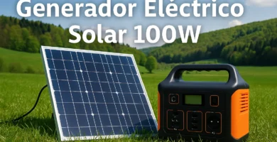 Generador Electrico solar 220v 100w Generador eléctrico solar de 100W junto a panel solar portátil ideal para uso en exteriores