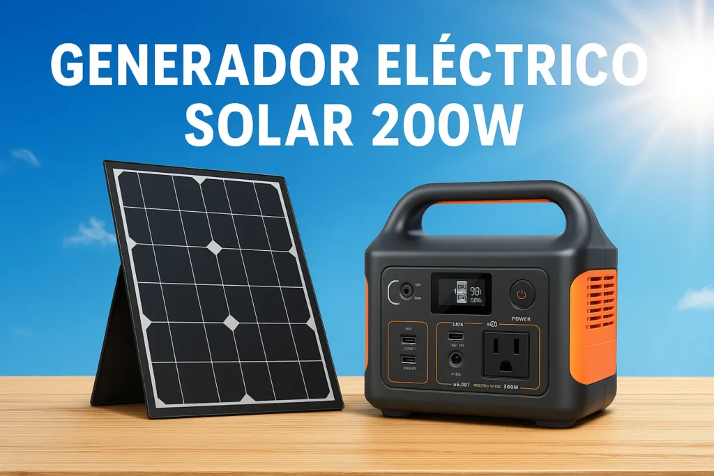 Generador solar portátil de 200W con panel fotovoltaico para energía limpia en exteriores y emergencias