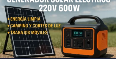 generador solar electrico 220V 600W Generador solar portátil de 600W con salida 220V y panel solar para energía limpia en exteriores