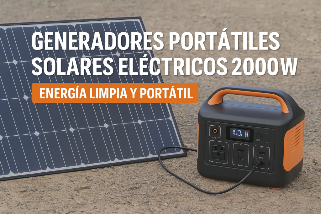 Generador solar portátil eléctrico de 2000W con panel solar para uso en exteriores y respaldo energético