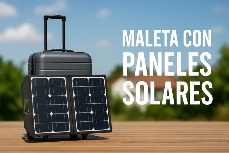Maleta solar portátil con paneles solares extendidos, ideal para cargar dispositivos al aire libre