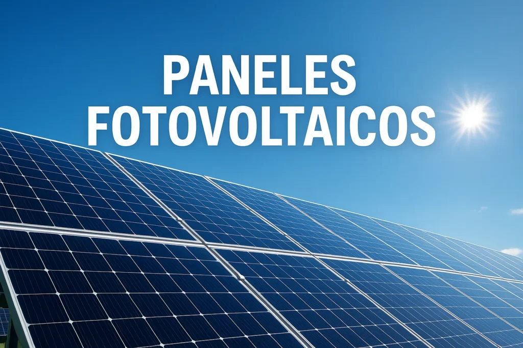 Paneles Fotovoltaicos Imagen de paneles fotovoltaicos captando energía solar directa en cielo despejado