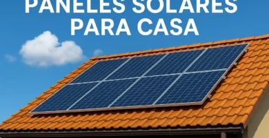 Sistema de paneles solares para casa generando electricidad renovable en un techo bajo cielo despejado